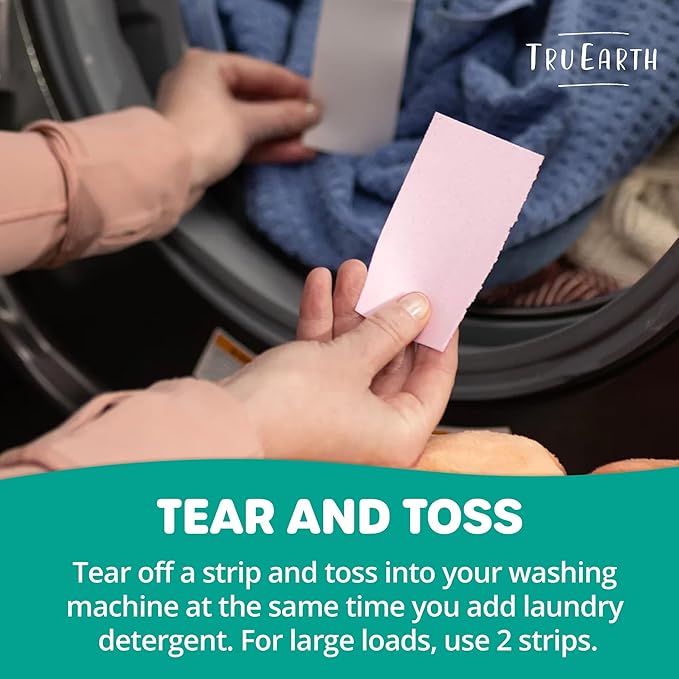 Tru Earth Fabric Softener Strips for Washing Machine, Alternative to Fabric Softener Liquid and Pods, Unscented Fragrance Free, Up to 128 Loads Per 64-Count