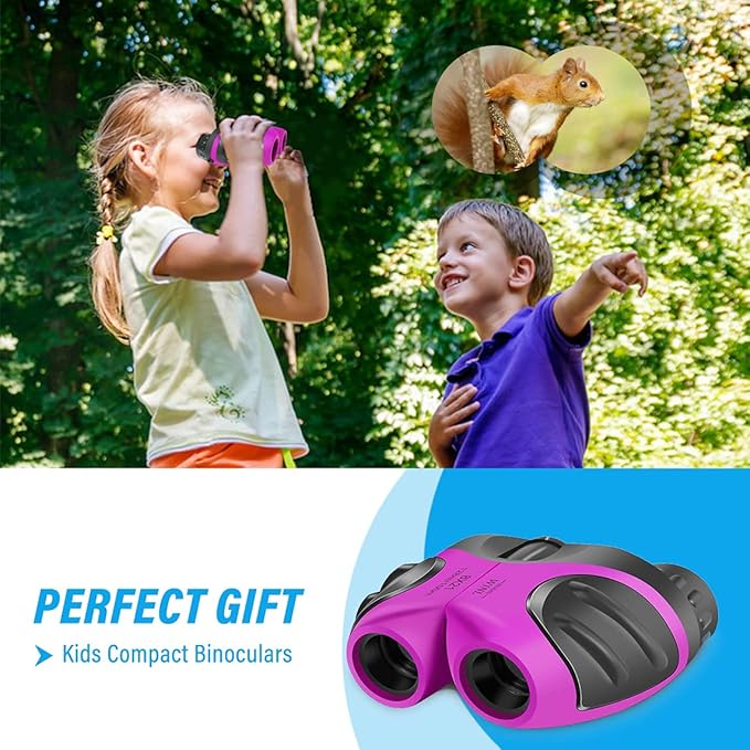 VNVDFLM Binoculars Toys for Children,Birthday Gifts for 4-9 Years Old Boys for Outdoor Play,5-12 Years Old Girls Presents,Best Gift for Kids Hunting,Learning (Pink)