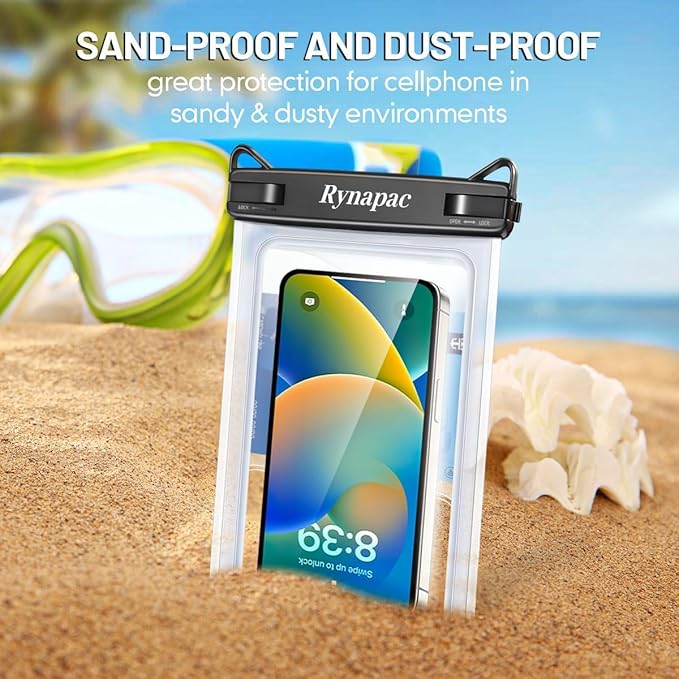 Waterproof Phone Pouch - 8.5in Waterproof Phone Case with Lanyard, IPX8 Cell Phone Dry Bag Beach Essentials for iPhone 16 15 14 13 12 Pro Max, Galaxy S24 S23 S22 S21 Series, 2 Pack