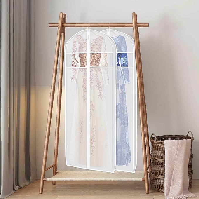 Zilink Dress Garment Bags for Storage 72-inch with Clear Window and 3" Gusset Dress Cover Bag for Long Evening Dresses,Fur Coat, Long Dress Gown Closet Storage