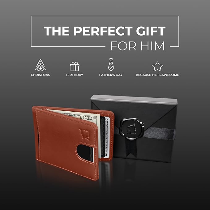 Kingly Cash Pocket Slim Wallet for Men - RFID Blocking Leather Card Holder - Minimalist Men’s Wallet for Front Pockets - Holds 1-15 Cards & Cash - Durable Italian Leather Wallets