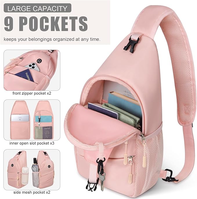 Crossbody Bags for Women Men Trendy Sling Bag Bakpack Casual Chest Bag with Convertible Shoulder Strap