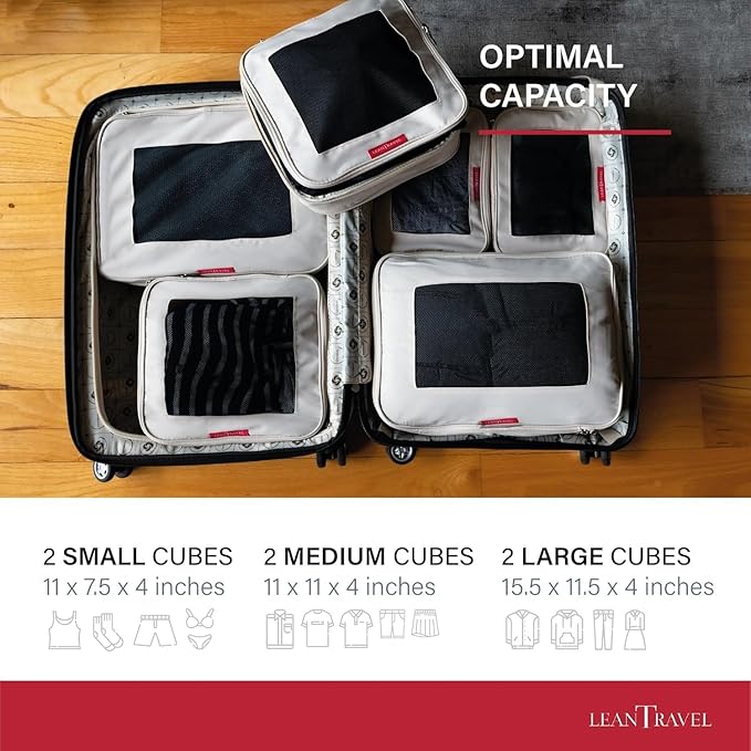 Compression Packing Cubes for Travel Organizers with Double Zipper, LeanTravel