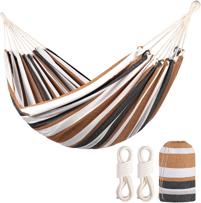 Camping Hammocks for Backyard Hanging Sturdy Garden Comfortable Fabric Hammock Indoor Tree Straps Up to 616lbs Weight Capacity with Travel Bag for Camping Portable Outdoor Patio (Yellow)