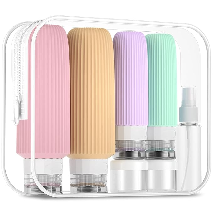 16 Pack Travel Bottles for Toiletries, Large 6oz Silicone Travel Containers jar for Toiletries, Leak Proof Refillable Liquid Shampoo And Conditioner Travel Essentials toiletry Bottles