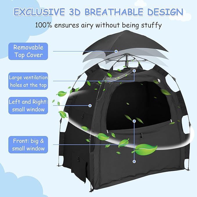 Sleep Tent for Pack N Play, Baby Sleep Tent One-Click Assembly Effective Light Blocking Tent for Sleep Pod & Mini Crib, Light Blocking Tent for Babies and Toddlers