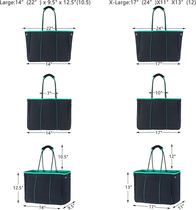 QOGiR Neoprene Multipurpose Beach Bag Tote with Inner Zipper Pocket … … … …