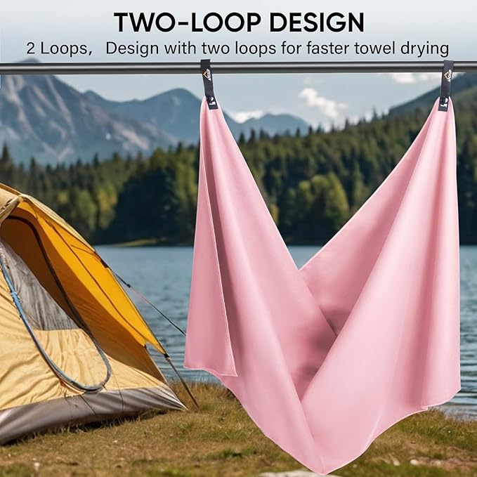 APEXUP Microfiber Travel Towel, Ultra Absorbent Quick Dry Towels, Lightweight Gym Sports Camping Towel for Workout, Yoga, Beach, Shower, Swimming (60"×30", Pale Rose)
