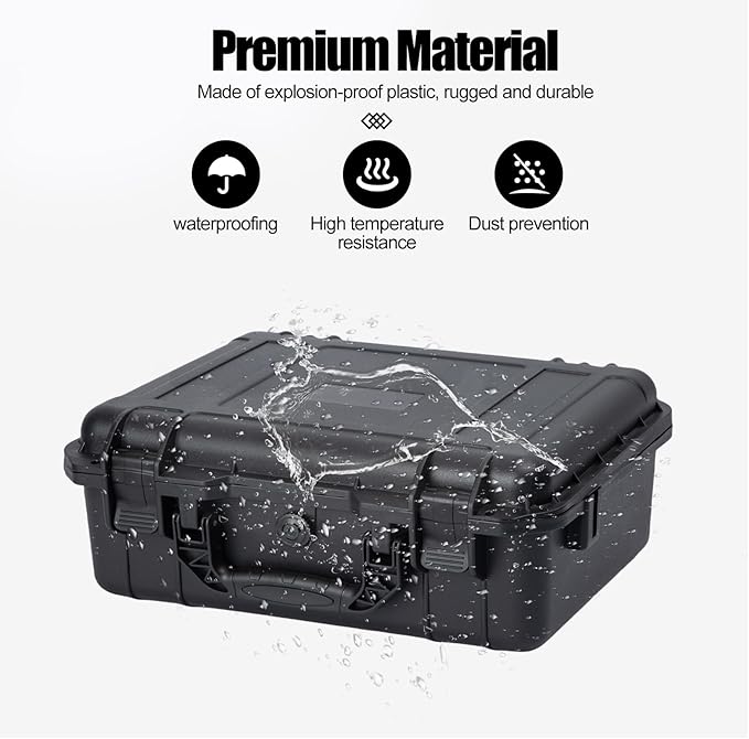 Hard case Waterproof Hard Case with DIY Customizable Foam Insert Portable Protective Case with Knife for Camera Drones Equipments Tools Test Instruments 16.9''x13.7''x5.9''