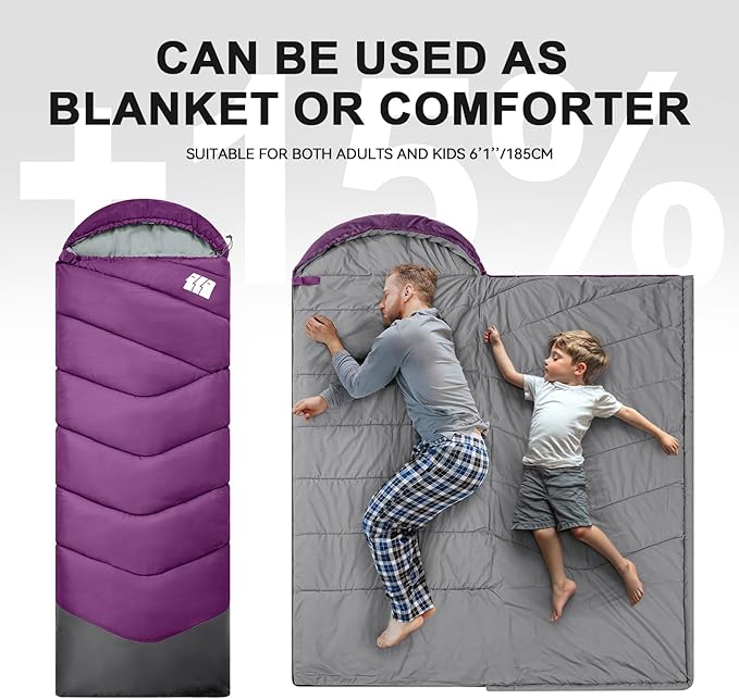 Sleeping Bags for Adults Cold Weather,Portable, Waterproof,Lightweight Sleeping Bag for Tall Girls Boys with Compression Sack for Warm Camping, Hiking, Outdoor & Indoor
