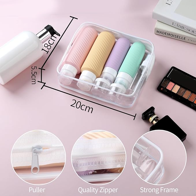 16 Pack Travel Bottles for Toiletries, Large 6oz Silicone Travel Containers jar for Toiletries, Leak Proof Refillable Liquid Shampoo And Conditioner Travel Essentials toiletry Bottles