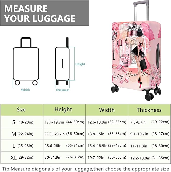 Travel Luggage Cover Suitcase Protector Fits 18-32 Inch Wheel Covers PatternedTravel Related Items Flower Luggage Protector Elastic L