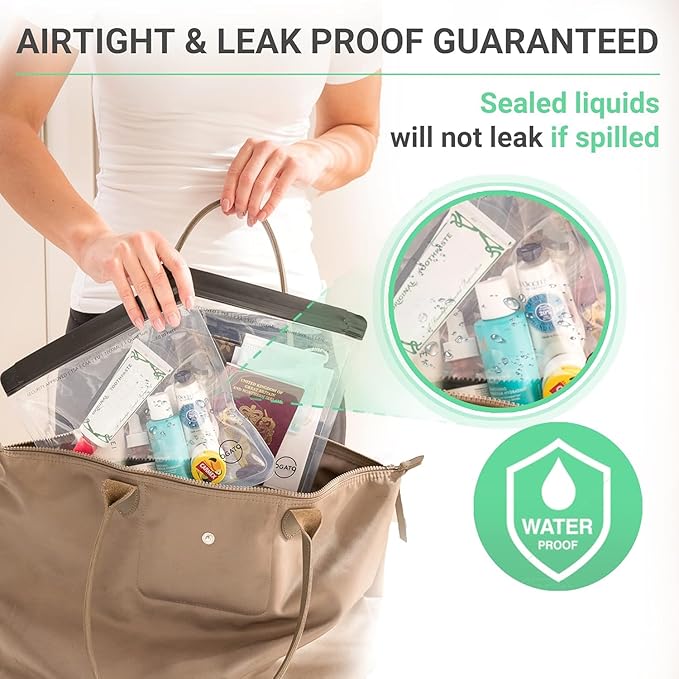 Ogato 3pcs - Clear TSA Approved Toiletry Bag - Our Quart Size Clear Toiletry Bags are Security Approved Worldwide for Liquids & Cosmetics - 100% 3-1-1 Compliant Travel Bags for Toiletries