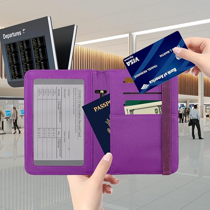 ZOPPEN Passport Holder Wallet, Passport Cover Travel Wallet Women Travel Essentials Accessories Document Organizer Travel Must Haves Rfid Blocking Cover Case for Women and Men, Purple