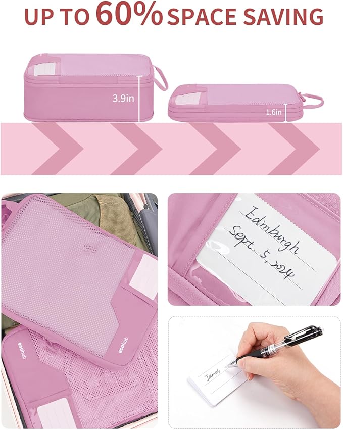ECOHUB 4 Set /6 Set Packing Cubes for Travel Durable Suitcase Organizer Bags Set with Personalized Tag Various Sizes Travel Essentials Traveling Accessories for Luggage Machine Washable