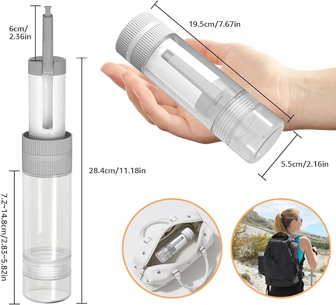 Portable Bidet for Travel, USB-C Rechargeable Handheld Sprayer with 525ml Expandable Water Tank, 3 Pressure Modes & 180° Rotatable Nozzle, IPX7 Waterproof Electric Bidet for Personal Hygiene
