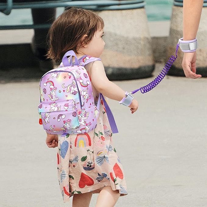 Accmor Toddler Harness Backpack Leash, Mini Unicorn Backpacks with Anti Lost Wrist Link, Cute Child Backpack Walking Leashes Keep Kids Close Rope Tether Rein for Baby Girls to Outdoor Travel