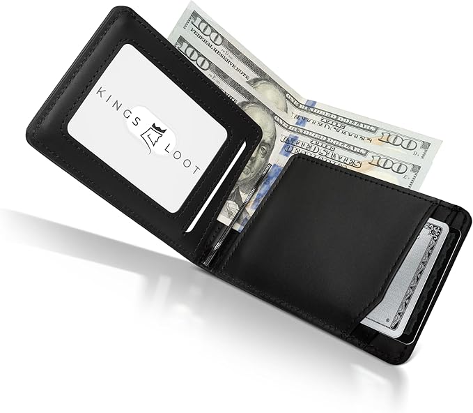 Kings Loot Wallet for Men | Customized Minimalist Slim RFID Blocking Leather Design with Cash Pocket & Card Pull Strap | Holds 1-15 Cards | Stylish & Durable Wallets