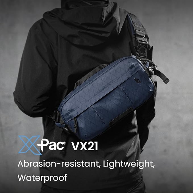 tomtoc 5.5L X-Pac Sling Bag for Nintendo Switch 2, Heavy Duty Crossbody Bag for Men, Water-resistant Carry Chest Daypack Travel Shoulder Pack for Steam Deck OLED, ROG Ally X, iPad mini, Tactical