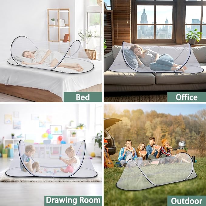 78.7 x 31.5 x 23.6 Inch Large Pop Up Mosquito Net, Collapsible Portable Mosquito Tent, Suitable for Adult Baby Bedroom, Outdoor Camping Use
