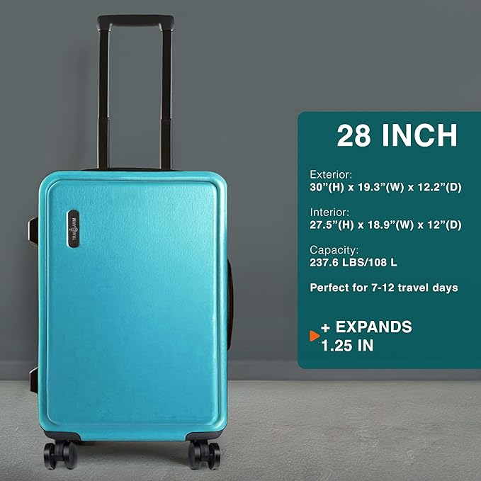 28 Inch Luggage with Spinner Wheels, Hard Shell Suitcase with TSA Locks for Luggage, Travel Large Suitcase, Expandable Hard Shell Suitcases, Teal