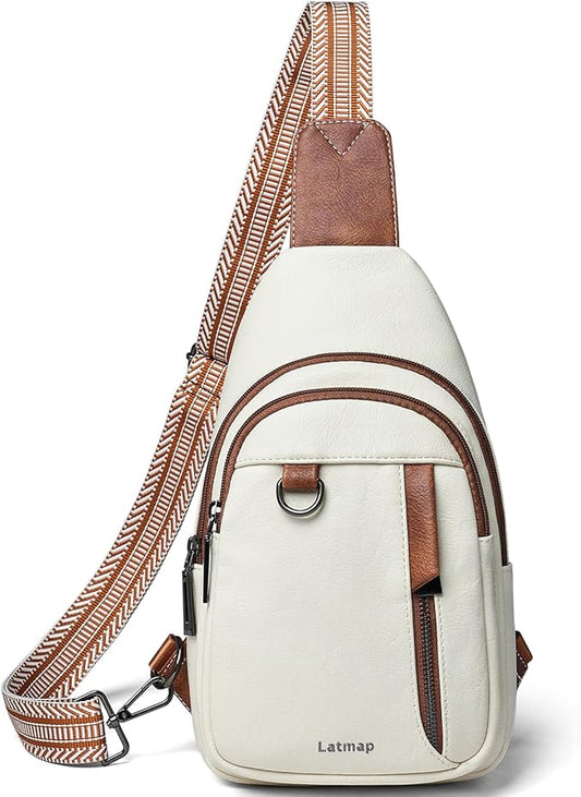7L Sling Bag for Women Men Leather Small Sling Backpack Daypack Anti Theft Fanny Pack Crossbody Purse Travel