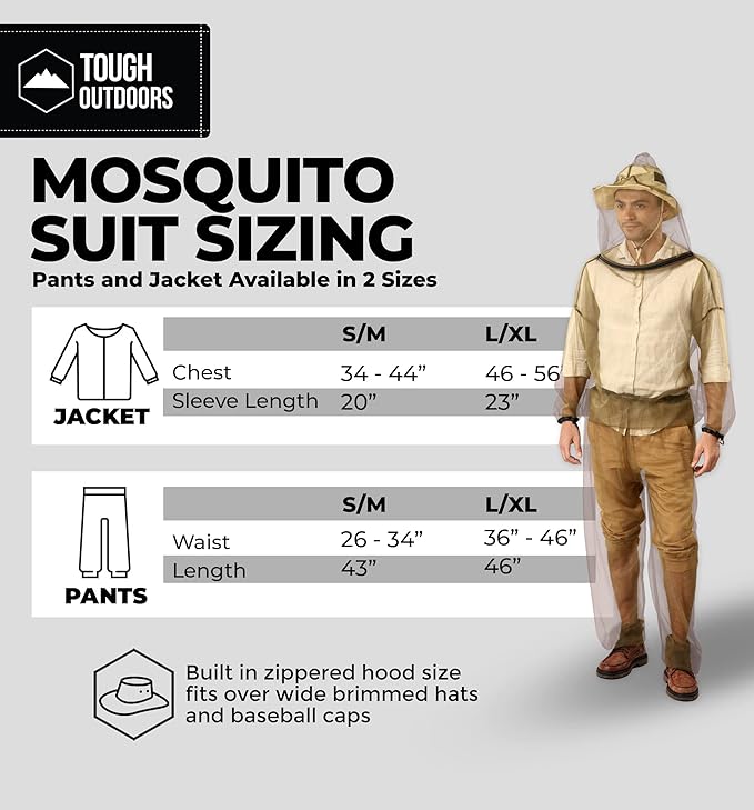 Tough Outfitters Mosquito Suit Jacket & Pants - Mosquito Repellent Clothing for Men & Women - Insect, Bug Proof Net Mesh Suit for Gardening & Outdoor - from Flies, Tick, Gnats - Med