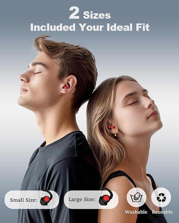 Ear Plugs for Sleeping - Noise Reduction Soft Silicone Earplugs, 2 Pairs Reusable Hearing Protection Earplugs for Noise Sensitivity, Sleep,Travel,Sound Reduction Noise Cancelling - Black