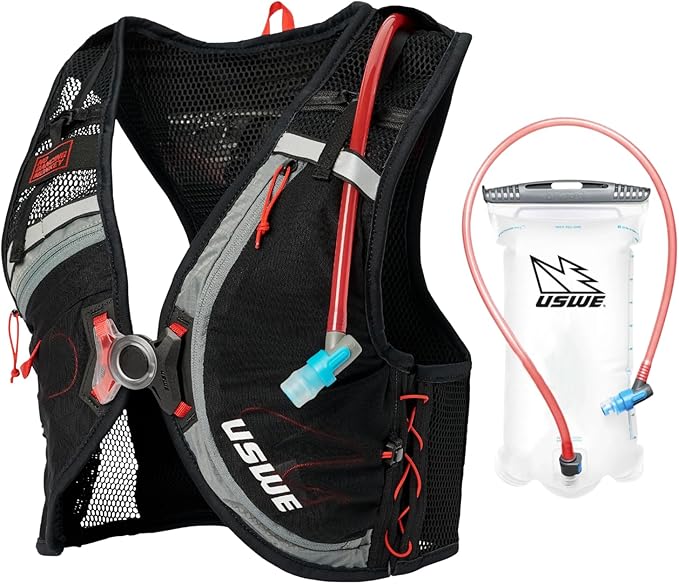 USWE Rush 8L Bike Hydration Vest, Adjustable Chest Straps Running Hydration Vest, 2.0L Hydration Bladder, Mountain Biking, Gravel & Cycling with Reflective Details, Men & Women