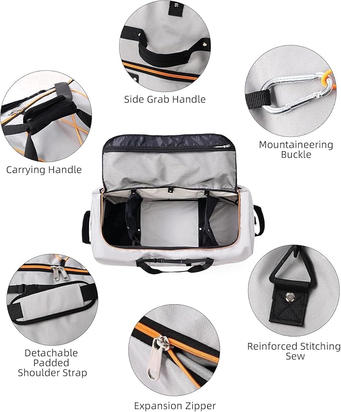 Rolling Duffle Bag with Wheels,110L/140L Expandable Soft-Sided Foldable Duffle Bag with 2 Rubber Wheels,Packable 32” Rolling Carry-On with Multi-Pockets & Compartments (Grey)