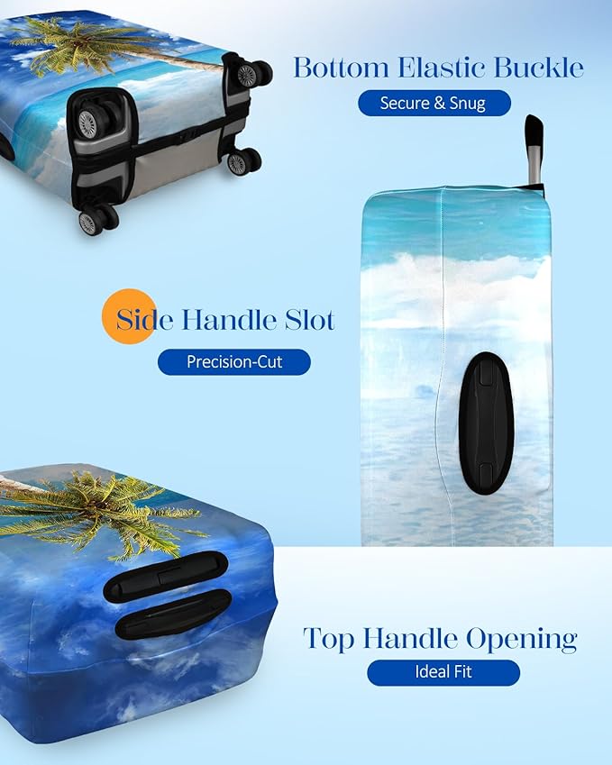 Slohif Luggage Cover for Suitcase Tsa Approved Protector - Luggage Sleeve Large Suit Case Cover Travel Stretch Baggage Case Protective Washable Fit 31-32 Inch Hawaii XL