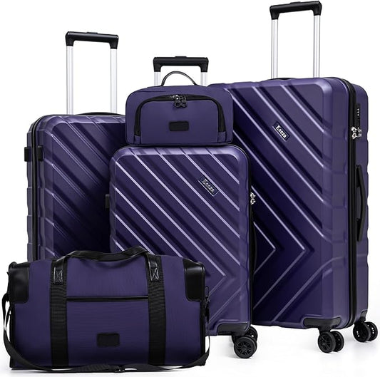 Luggage Sets 5 Piece, Suitcases with Wheels, ABS Hard Case Luggage with TSA Lock Spinner Wheels, Carry On Luggage Set(5 Piece Sets (20"/24"/28"/DB/TB))