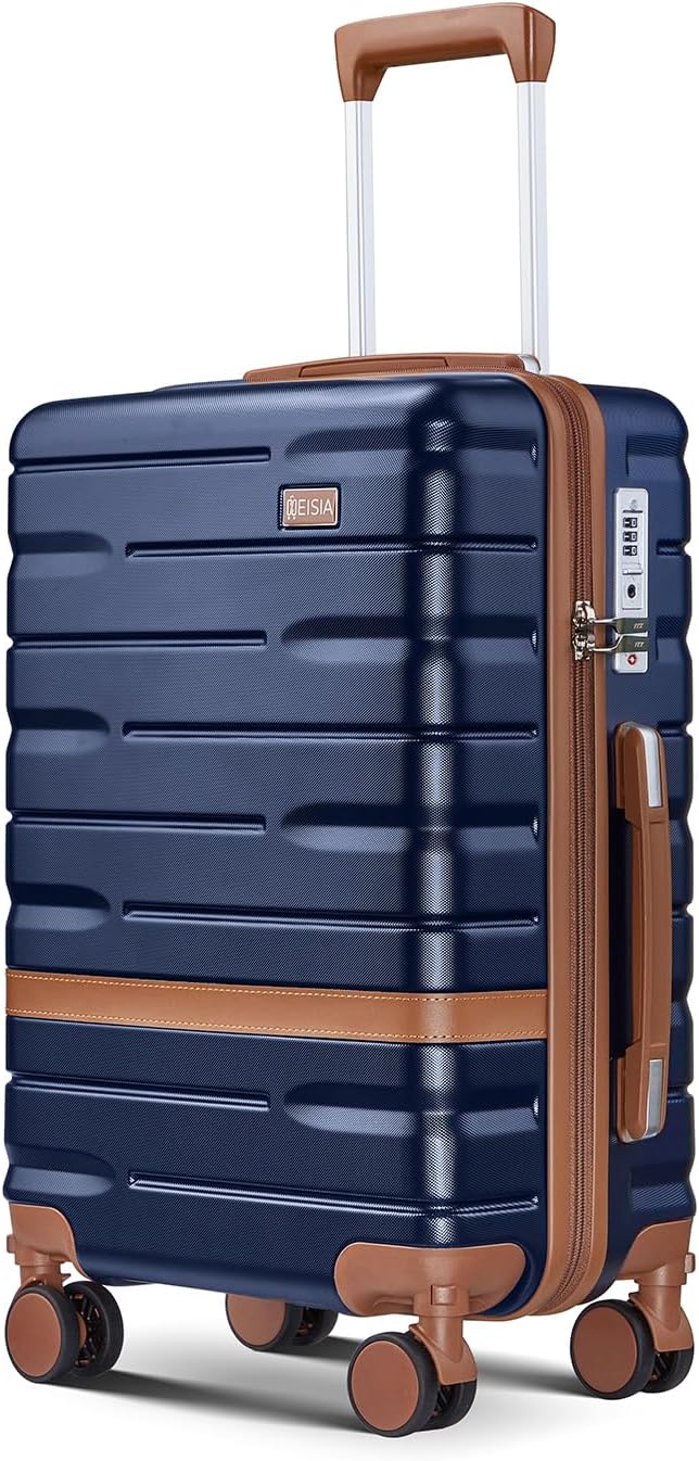 Carry On Luggage Sets,20 Inch Carry-on Suitcase with Spinner Wheels,PC+ABS Lightweight Hardshell with TSA lock,Airline Approved YKK Zippers (navy)