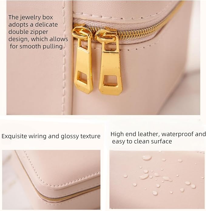 small travel jewelry case,Double Layer Travel Jewelry Box Organizer, Leather Case with Necklace Holder and Ring Storage/box organizer storage