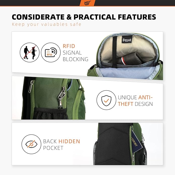 SKYSPER Sling Bag RFID Crossbody Sling Backpack Cross Body Shoulder Bag Travel Hiking Daypack for Women Men