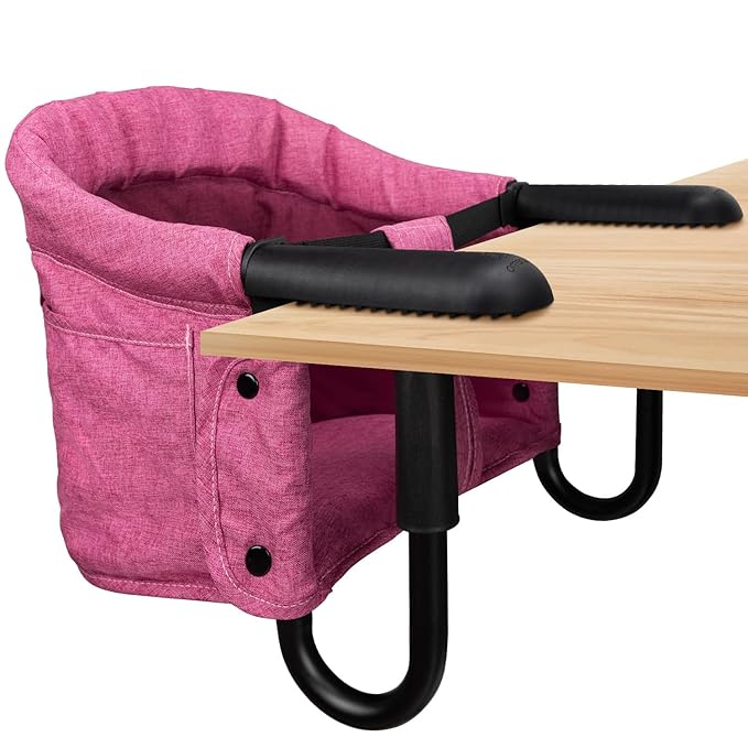 Hook On High Chair - Portable & Foldable for Babies 6-36 Months, Family & Travel Use with Carry Bag(Rose Red)