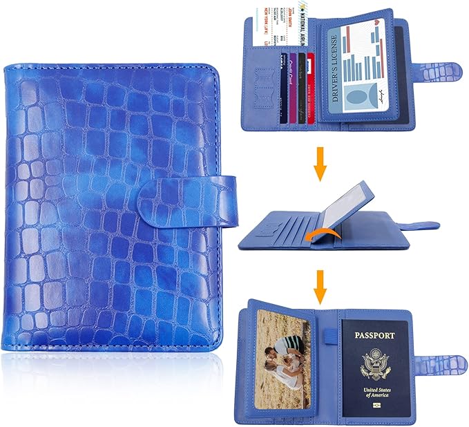 Melsbrinna Rfid Passport Holder for Travel women/Men, Cute Passport Wallet Rfid Blocking Card Slots, Rfid Passport Cover/CaseTravel Wallet, Passport Book Holder (1, Blue3)