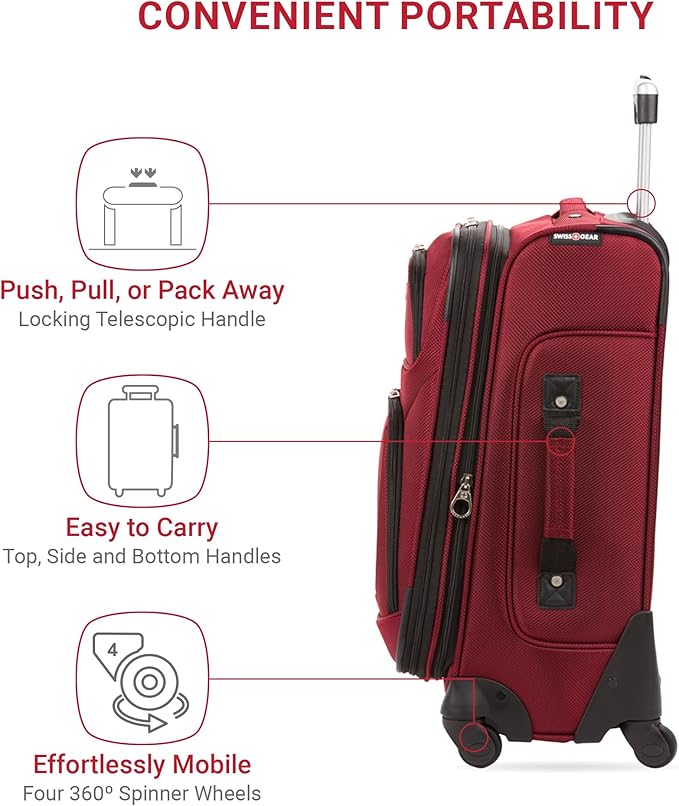 SwissGear Sion Softside Expandable Luggage, Burgundy, Carry-On 21-Inch