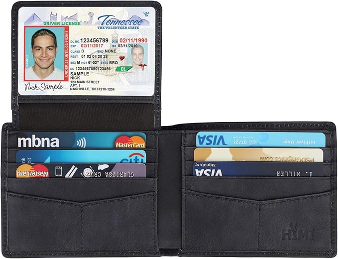 Wallet for Men-Genuine Leather RFID Blocking Bifold Stylish Wallet With 2 ID Window