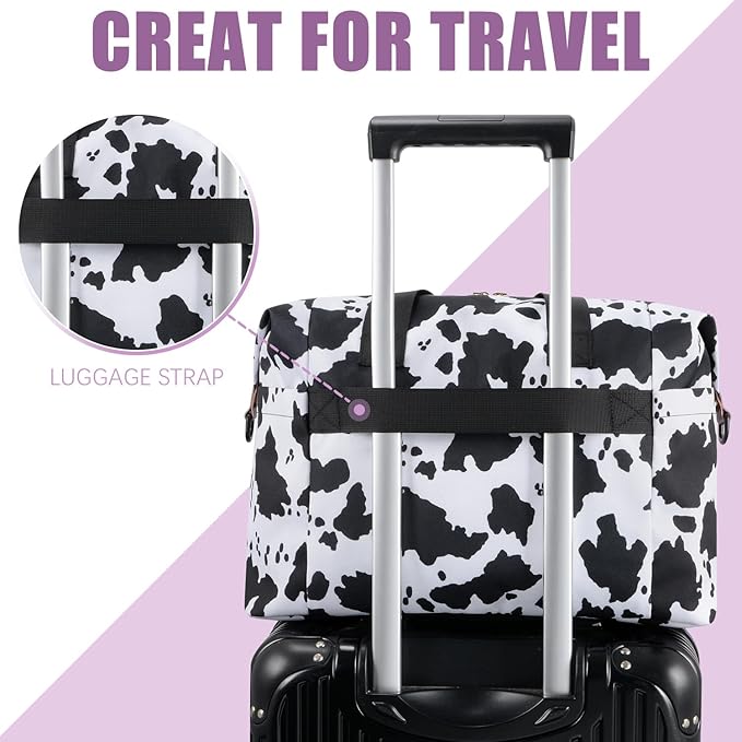 Tuwubi Diaper Bag Tote,Baby Diaper Bag with Pacifier Case Large Travel Diaper Tote Caddy for Mom and Dad Multifunction Large Baby Bag - M-Cow Print