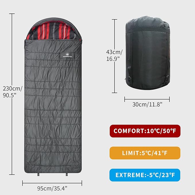 Polycotton Sleeping Bag for Adult&Kids,Cold&Warm Weather Large with Compression Sack and Water Resistant for Family Camping,Travel and Car Camping