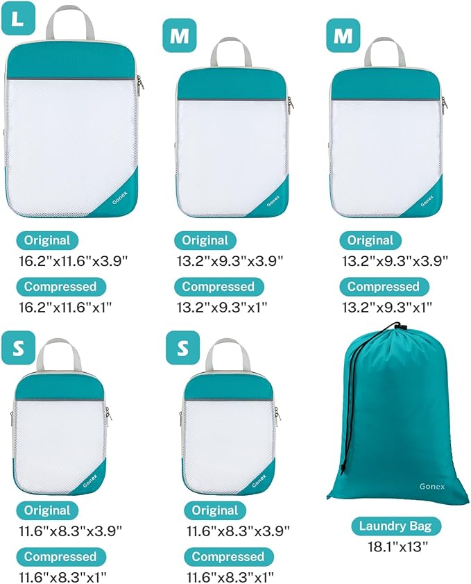 Compression Packing Cubes, Gonex Extensible Storage Mesh Bags Organizers