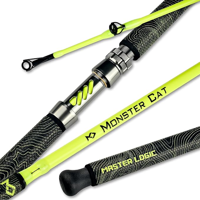 Monster Catfish Fishing Rod - 7' Medium Heavy, 1-Piece Glow in Dark Casting Rod, S-Glass & Carbon Graphite Blend, Durable EVA Foam Super Grip, Catfish Pole for Night Fishing