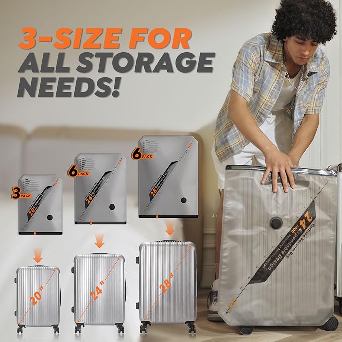 Rechargeable Wireless Pump Travel Storage Bags Set - 15 Pack Portable Space Saver Bags for Travel & Home - Vacuum Compression Packing Seal for Clothes, Blankets, Seasonal Storage