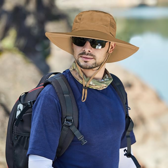 Sun Hat for Men/Women, UPF 50+ Fishing Hat,Waterproof Wide Brim Bucket Hat Foldable Boonie Hat for Hiking Garden Safari Beach