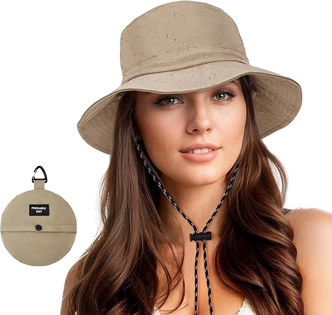 Durio Waterproof Bucket Hats for Woman UPF 50+ Sun Hat UV Protection Packable Rain Hats for Women Lightweight Hiking Hat