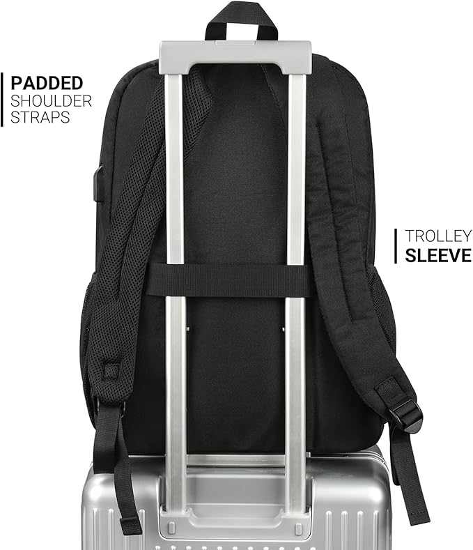 ZORFIN 36L Black Backpack for College, and Travel: Water Resistant Bookbag