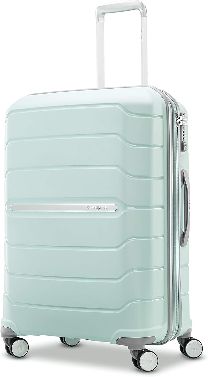 Samsonite Freeform Hardside Expandable with Double Spinner Wheels, Mint Green, Checked-Medium 24-Inch