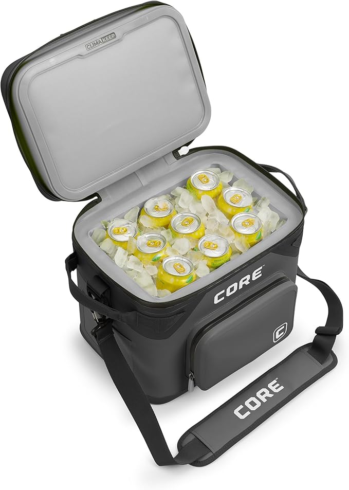 CORE Magnetic Leak Proof Soft Cooler with Waterproof Zipper | Insulated Bag Portable Ice Chest Box | Best Soft Cooler for Food & Beverages for Tailgating, Car Camping, Travel, and Family Beach Picnics
