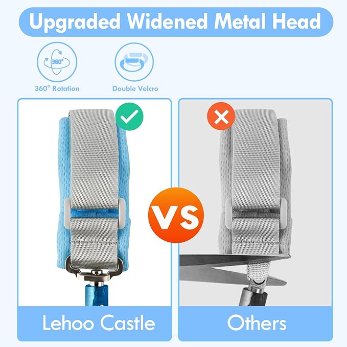Lehoo Castle Kid Leash, 4.9ft Anti Lost Wrist Link for Toddlers with Induction Lock, Reflective Toddler Wrist Leash, Child Leash Harness, Leash for Kids (Light Blue)